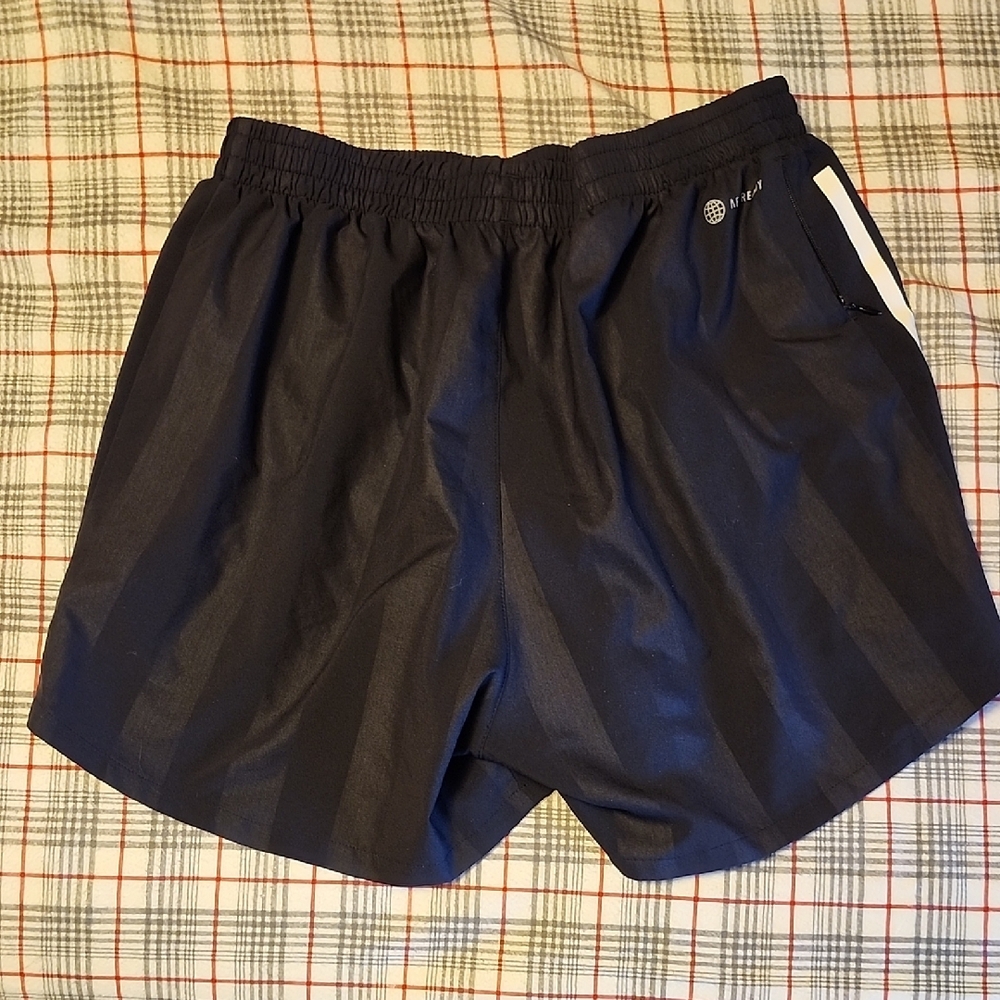 Adidas Men's Black Athletic Shorts with White Stripes - Picture 3 of 3